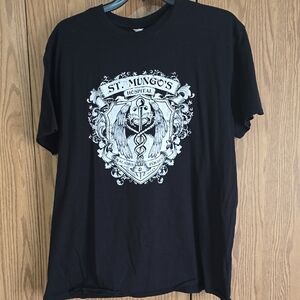 Gildan Black Tee with White Emblem